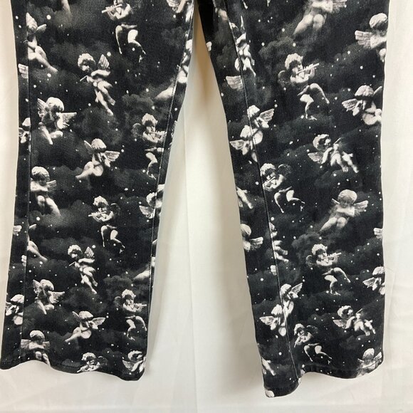 Delia's Cherub Jeans M Black Gray White Bell Bottom Flare Dolls Kill - Picture 4 of 11